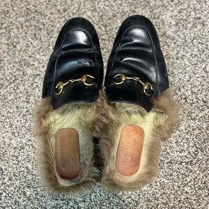 Gucci fur loafers